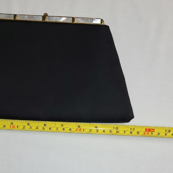 After Five Vintage Elegant Black  Clutch with Gold & Mother Of Pearl Accents - Picture 8 of 12